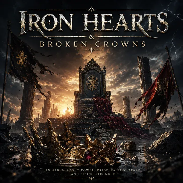 Cover art for the album Iron Hearts & Broken Crowns