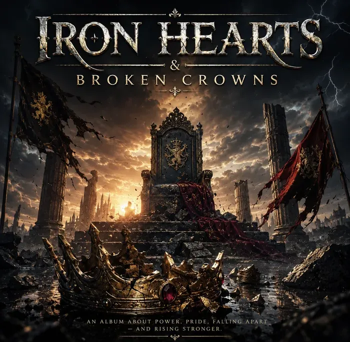 Cover art for the album Iron Hearts & Broken Crowns