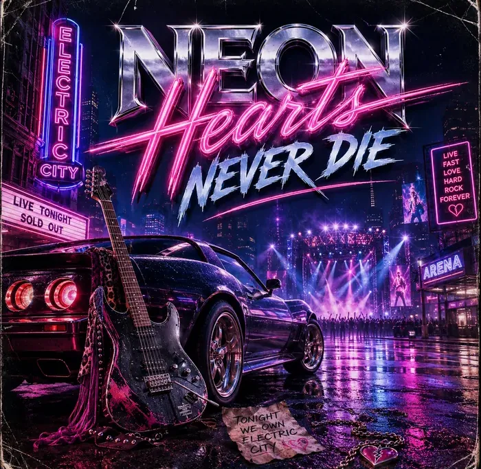 Cover art for the album Neon Hearts Never Die